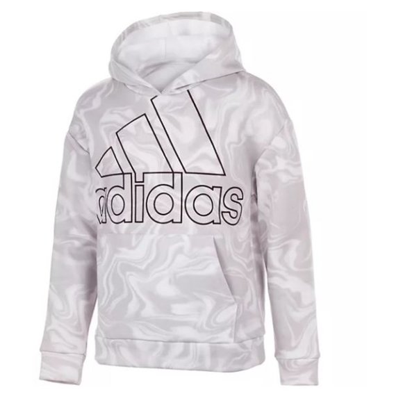 NWT adidas Girls Marble Print Pullover Hoodie - Picture 1 of 8